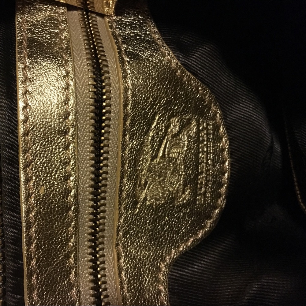 Burberry Gold Handbag Plaid Baguette - Picture 2 of 4