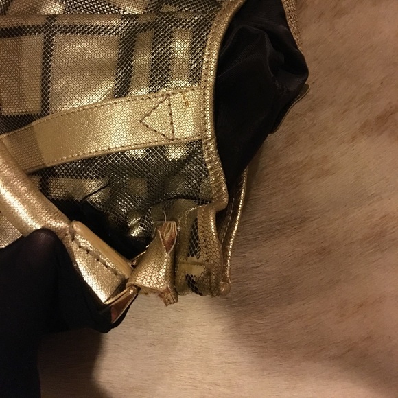 Burberry Gold Handbag Plaid Baguette - Picture 4 of 4