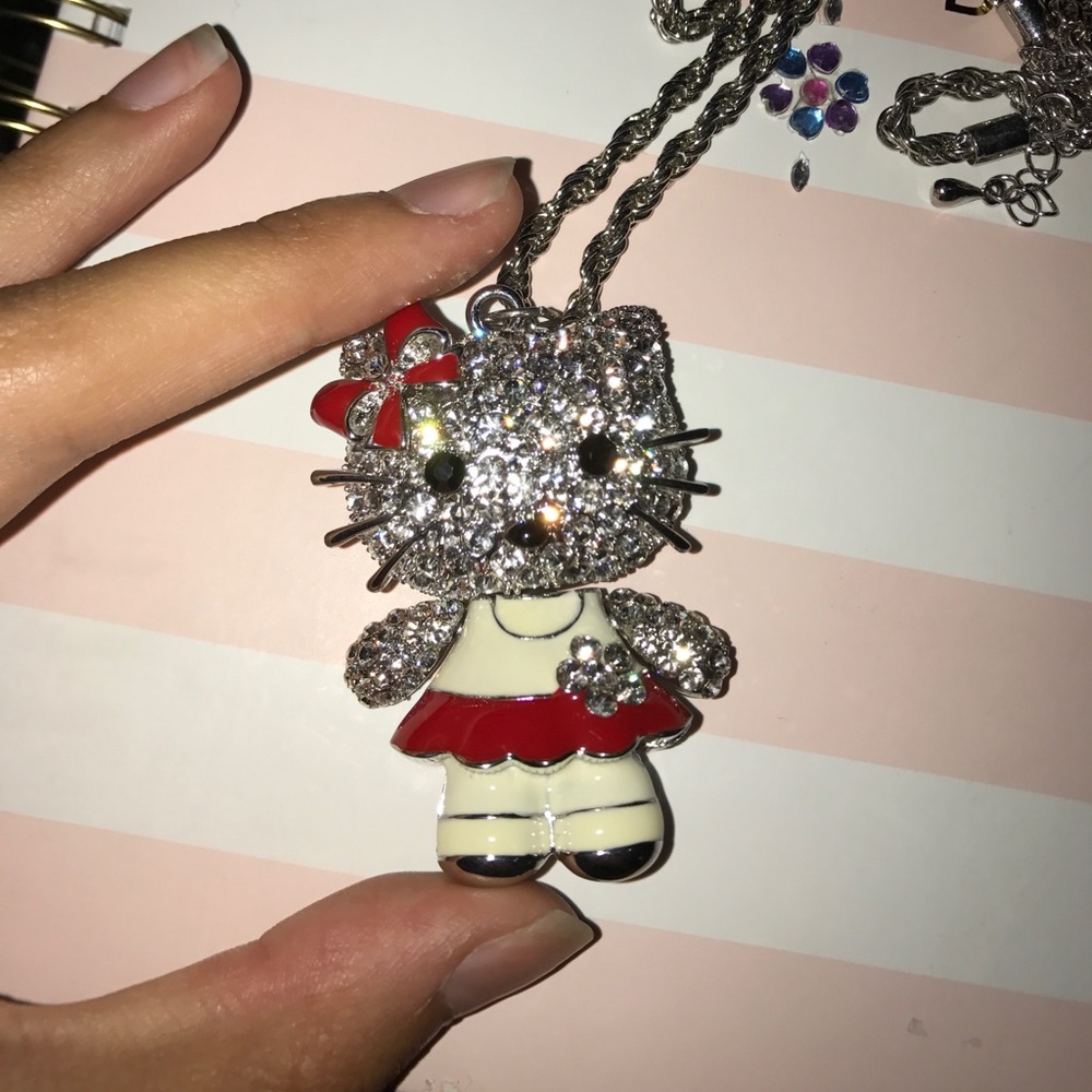 Rhinestone Encrusted Hello Kitty Pendant Necklace