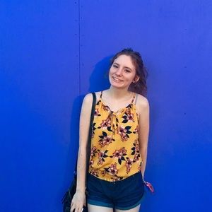 Yellow floral tank top