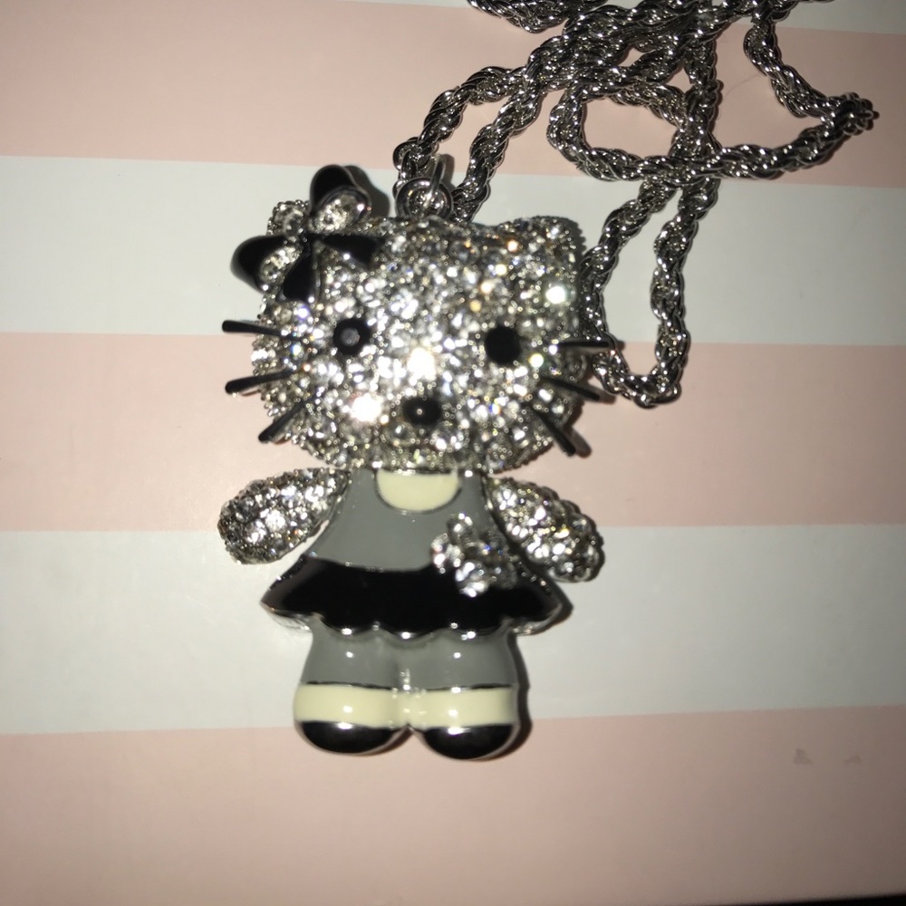 Rhinestone Encrusted Hello Kitty Pendant Necklace