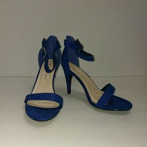Blue suede heels