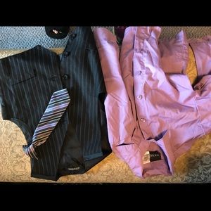 5T dress top, vest, clip tie