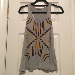 Chloe K tribal gray racer back tank top