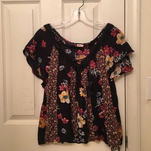Black floral blouse from hollister
