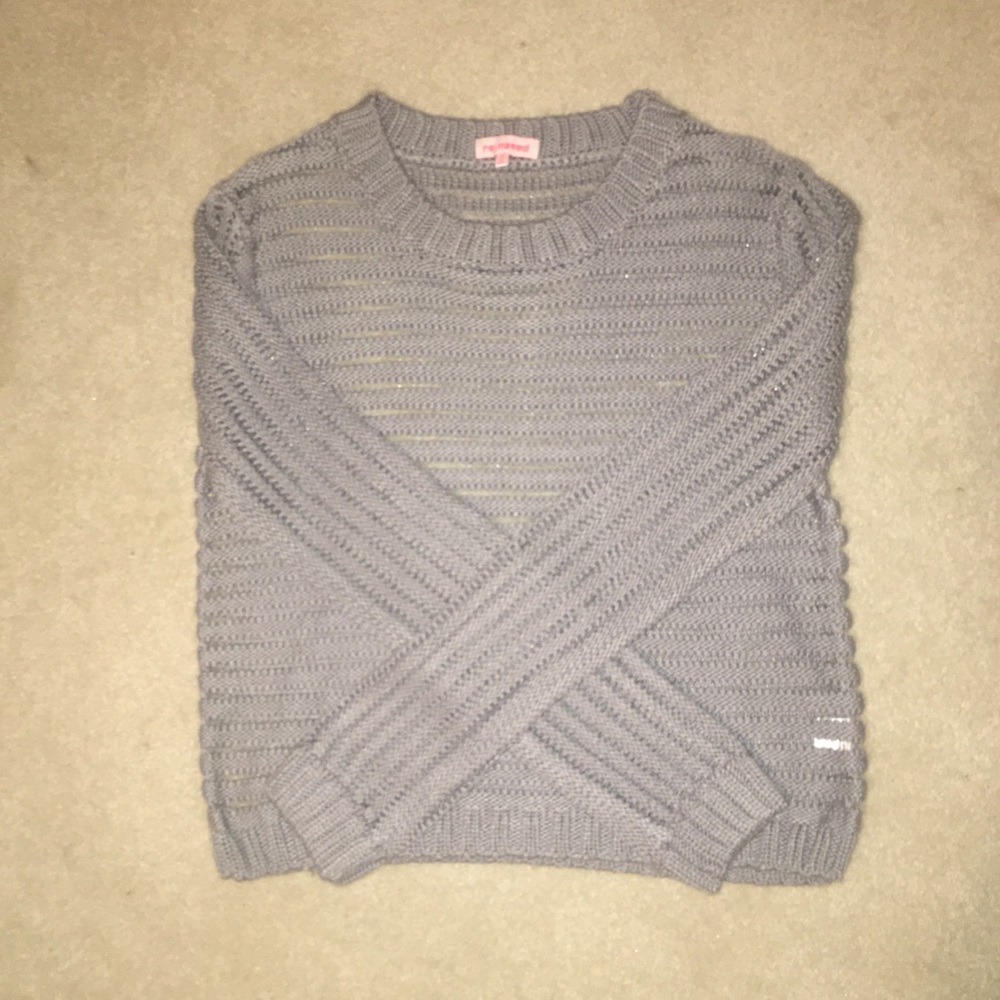 Grey long sleeve sweater! See through detail.