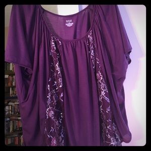 Purple & silver peasant top