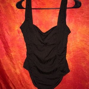 dark brown one piece swimsuit