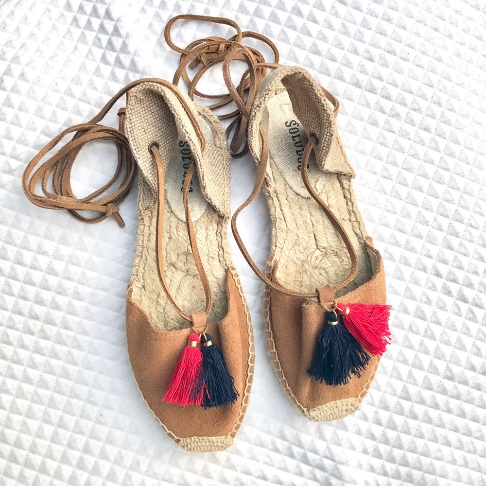 Platform Tassel Gladiator Espadrilles Sandals tan