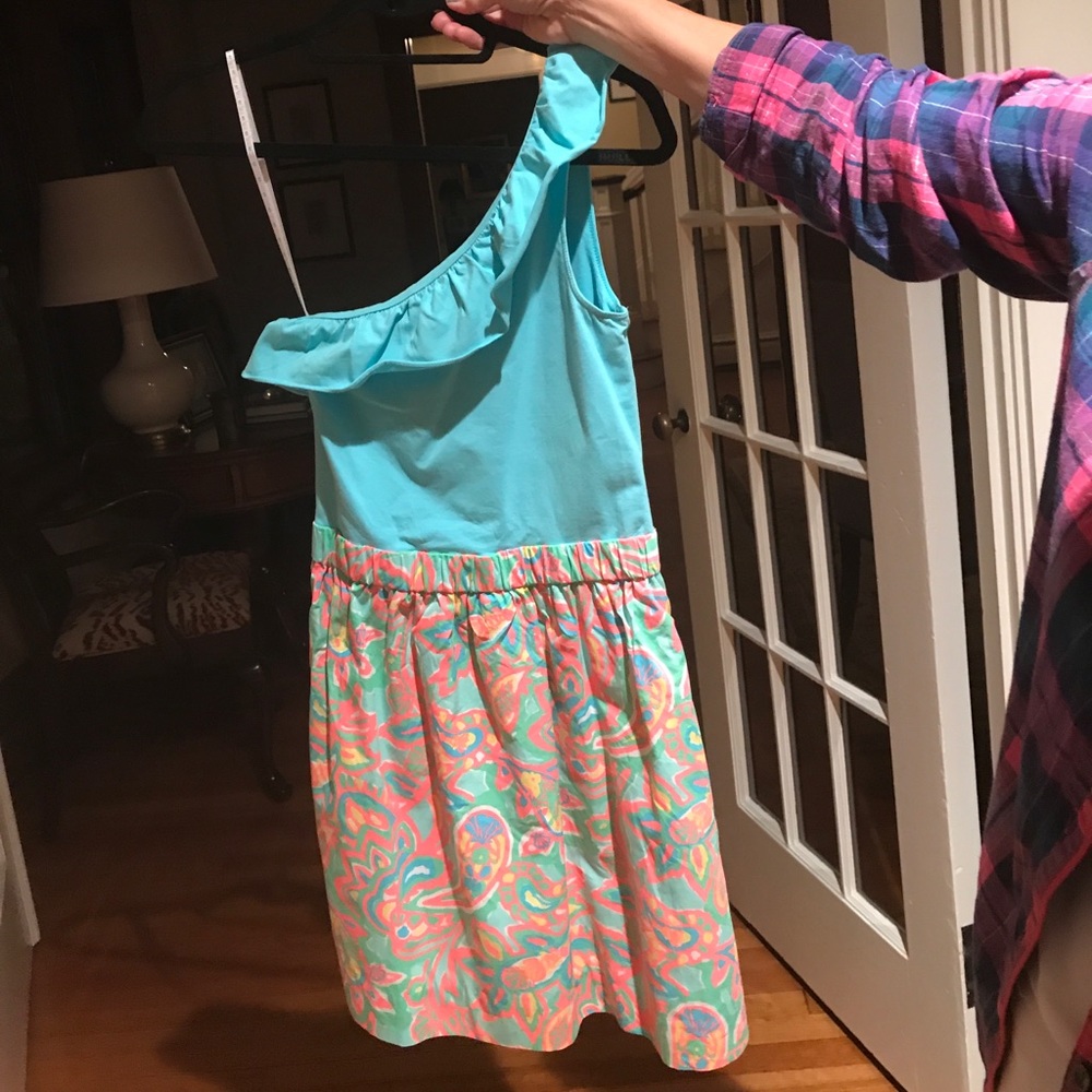 Lilly Pulitzer Summer One-Sleeve Ruffle Dress, XS