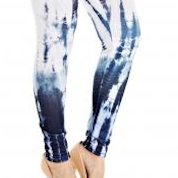 NEW BLUE WHITE GREY TIE DYE LEGGINGS S M L - Picture 3 of 7