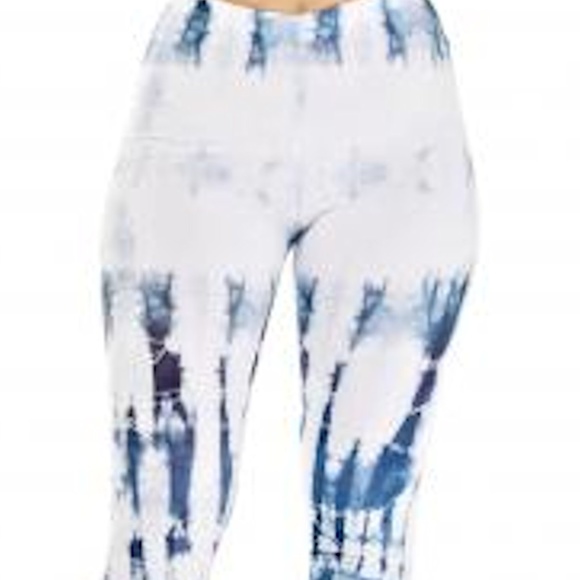 NEW BLUE WHITE GREY TIE DYE LEGGINGS S M L - Picture 4 of 7