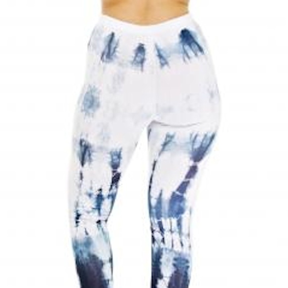 NEW BLUE WHITE GREY TIE DYE LEGGINGS S M L - Picture 7 of 7