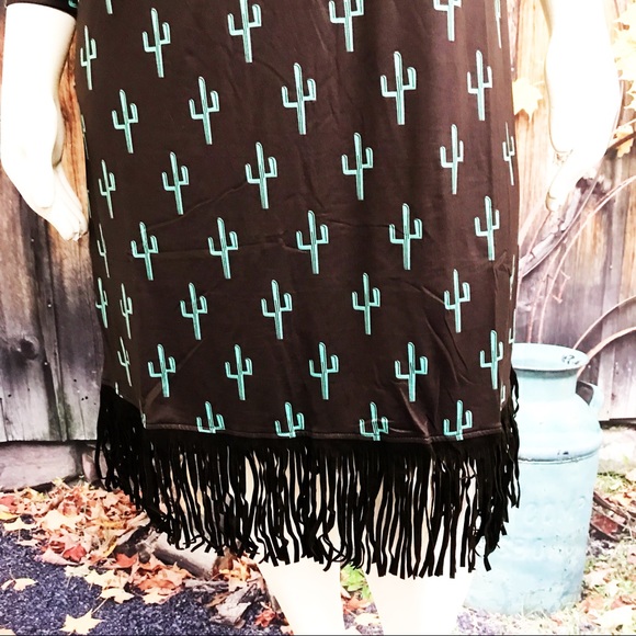 {Size L} Fringed Cactus Midi Dress - Picture 4 of 8