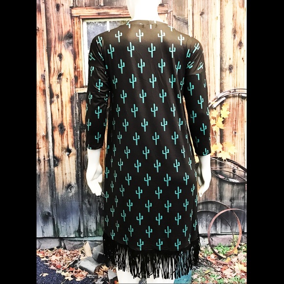 {Size L} Fringed Cactus Midi Dress - Picture 5 of 8