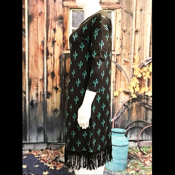 {Size L} Fringed Cactus Midi Dress - Picture 6 of 8