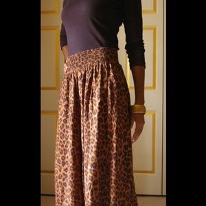 Ankle Length Vintage Leopard Print Palazzo Pants
