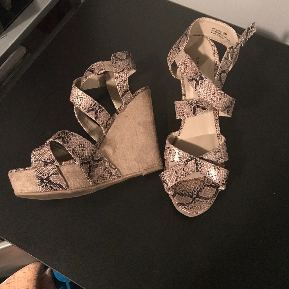 Chinese Laundry Snake Skin Wedge Heels
