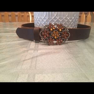 🐴Women's leather amber stone belt