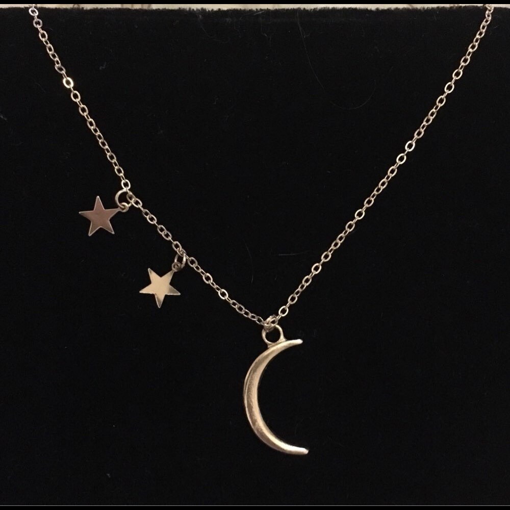 ✨Gold Plated Crescent Moon & Stars Necklace✨ - Picture 2 of 3