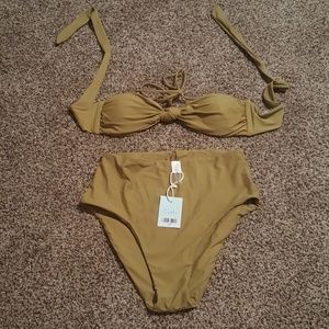 Cupshe Green Tea Halter High Waist Bikini