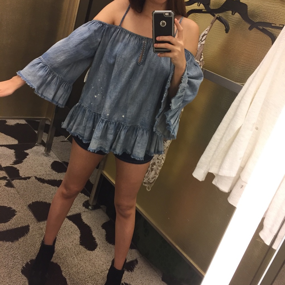 Denim off the shoulder top