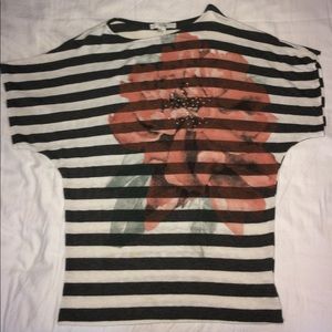 Flower screen print shirt