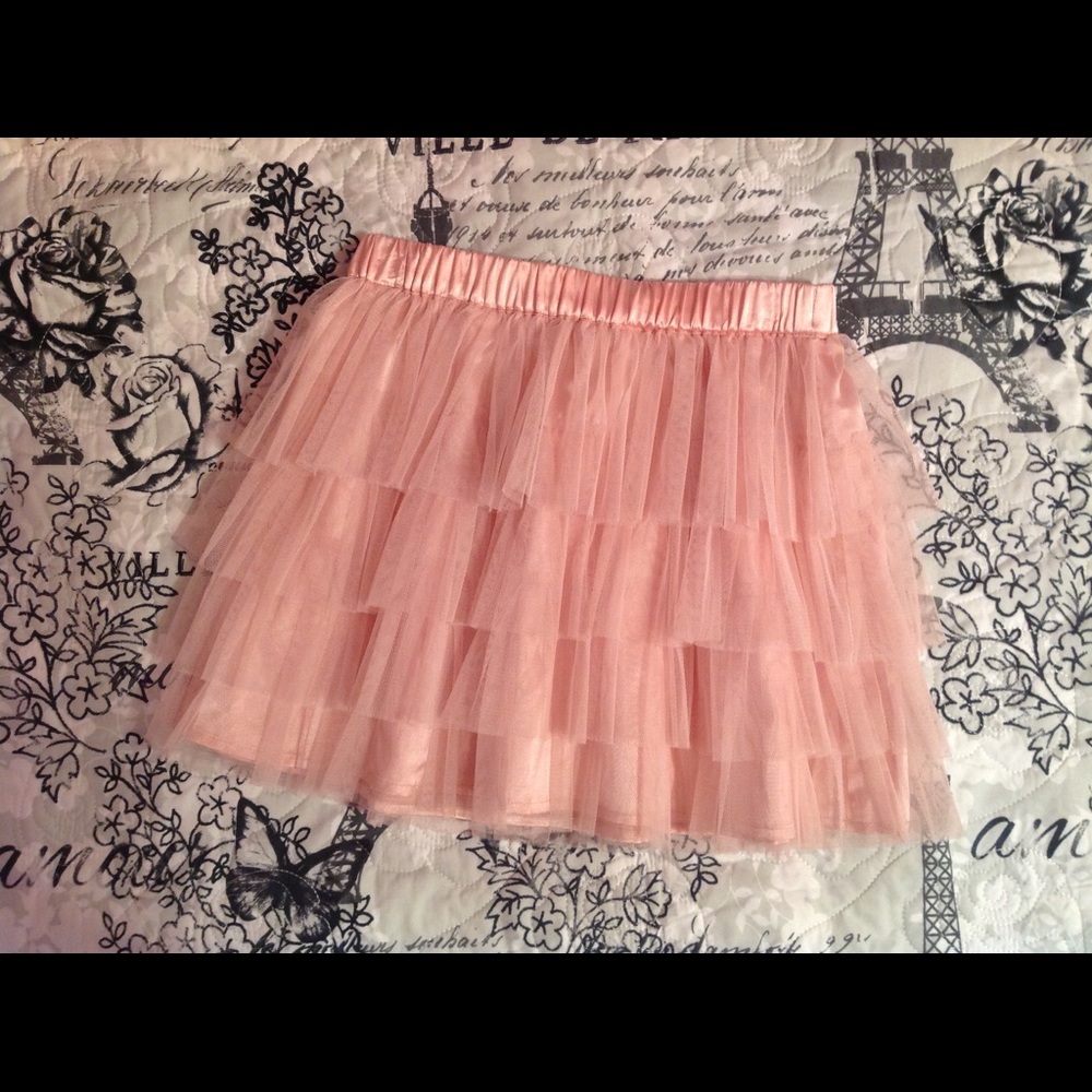 Forever21 Girls Peach Tulle Skirt & Top WHOLE SET