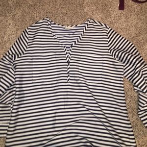 blue and white striped blouse