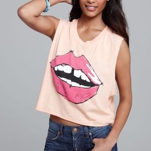 Wildfox Hutton Lips Muscle Tank - Sz L - NWOT