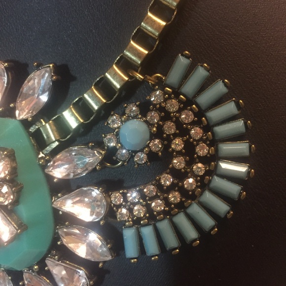 Turquoise and Rhinestone Statement Necklace - Picture 3 of 5