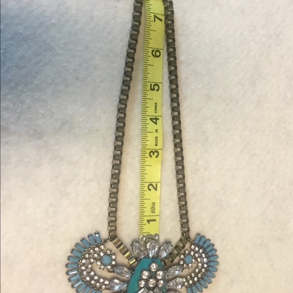 Turquoise and Rhinestone Statement Necklace - Picture 5 of 5