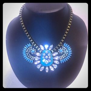 Turquoise and Rhinestone Statement Necklace