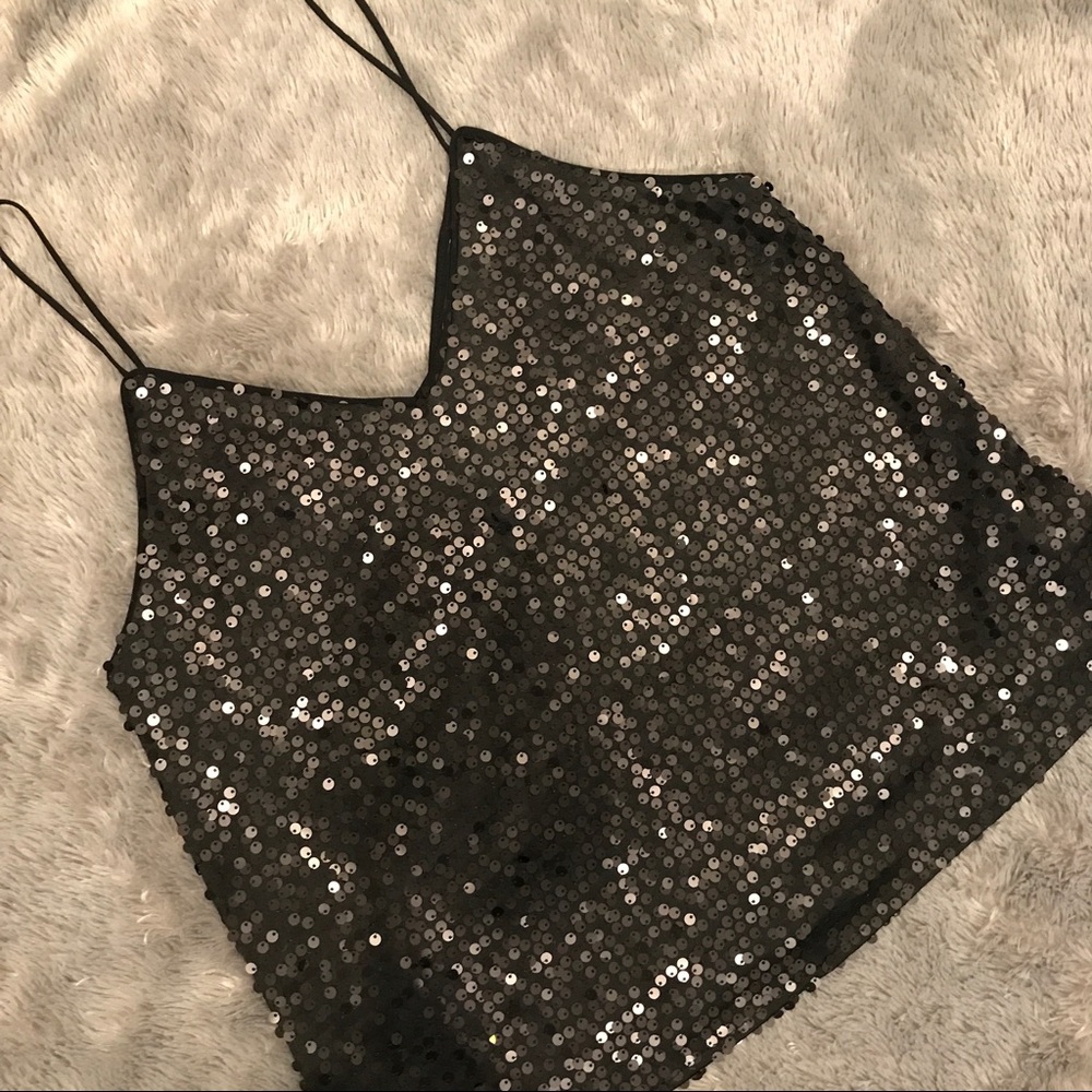 Forever 21 Black Sequence Cami Top Blouse tank