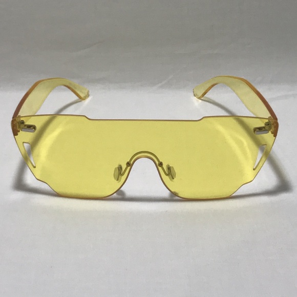 Yellow Unisex Shield Sunglasses - Picture 2 of 3