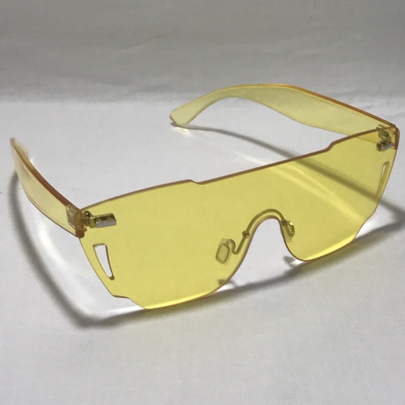 Yellow Unisex Shield Sunglasses - Picture 3 of 3