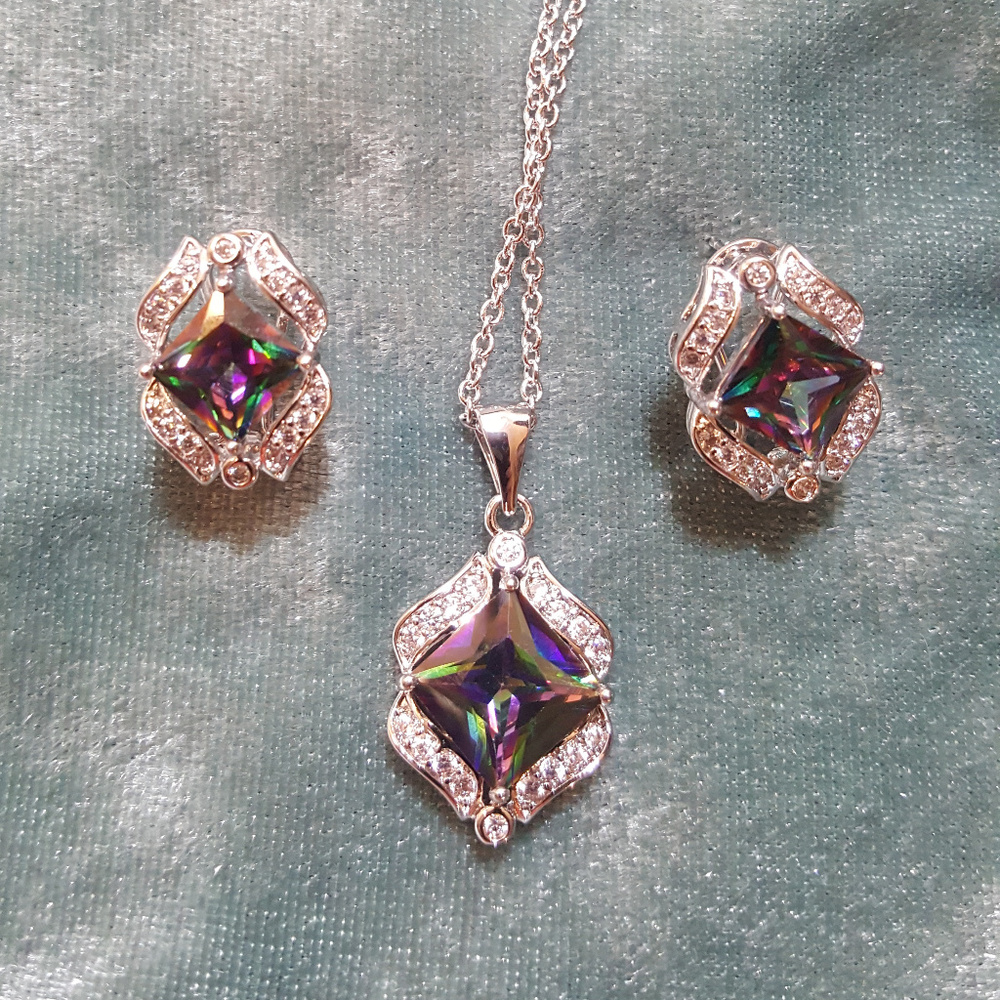SOLD!!!- Mystic Topaz earrings/pendant set