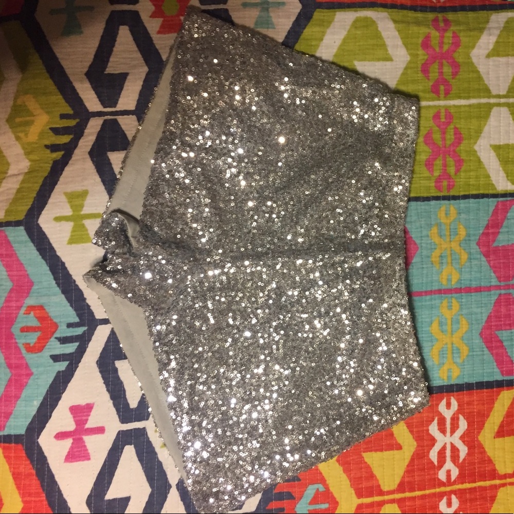 Silver Sequin Shorts