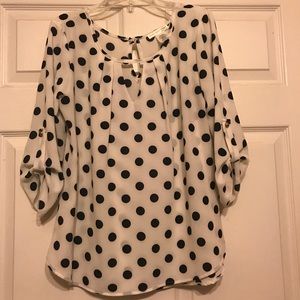 A'gaci Black & White Polk-a-dot Blouse