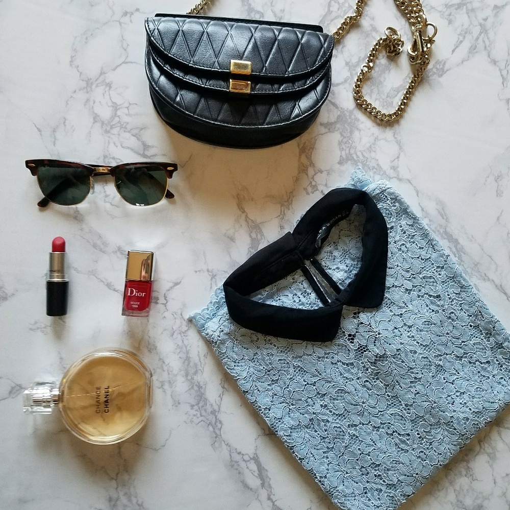 Zara Lace Contrasting Collar Blouse