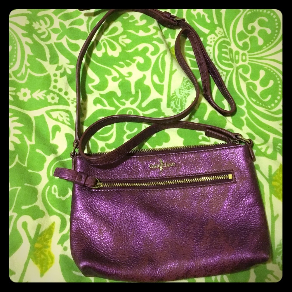 NWOT Cole Haan Metallic Purple Compact Crossbody