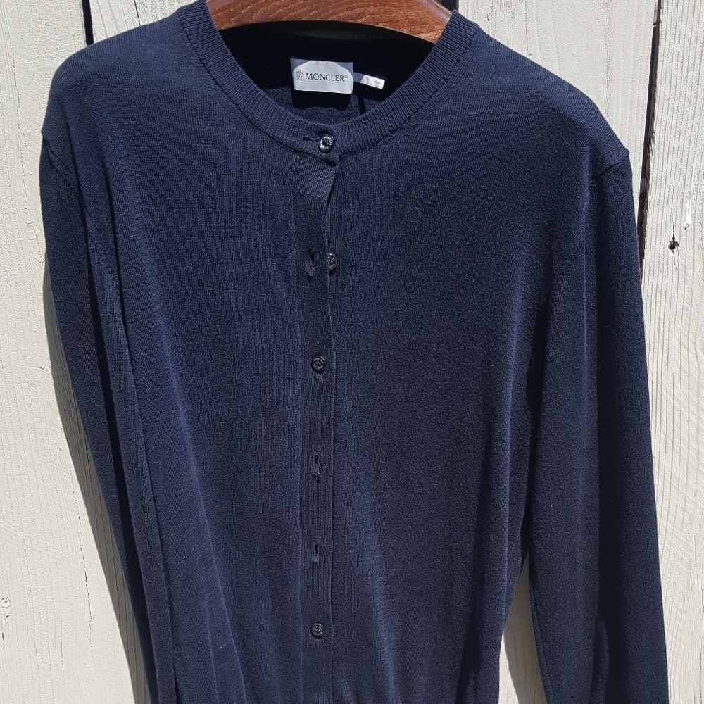 New Moncler Navy Button Women's Sweater- Medium