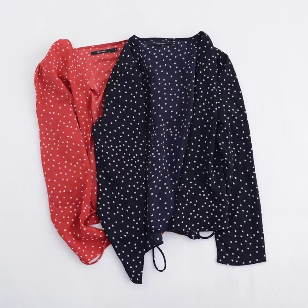 tie front star blouse in red - Picture 5 of 5