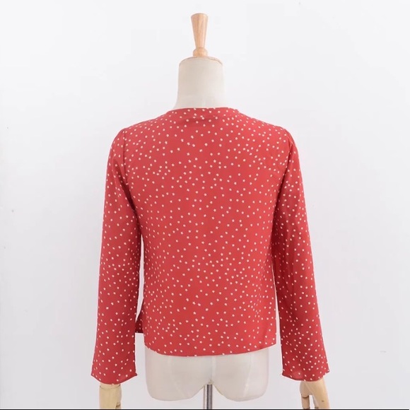 tie front star blouse in red - Picture 4 of 5