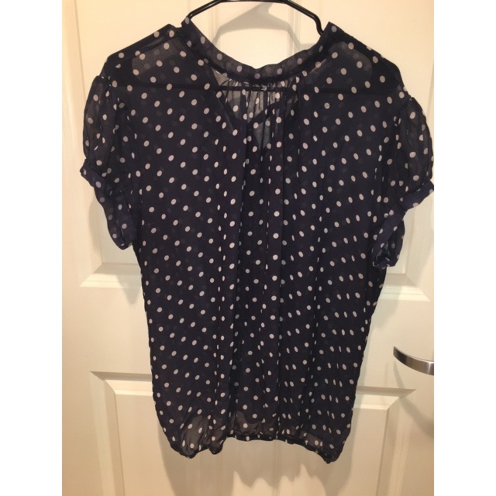 Navy & White Polka Dotted Blouse