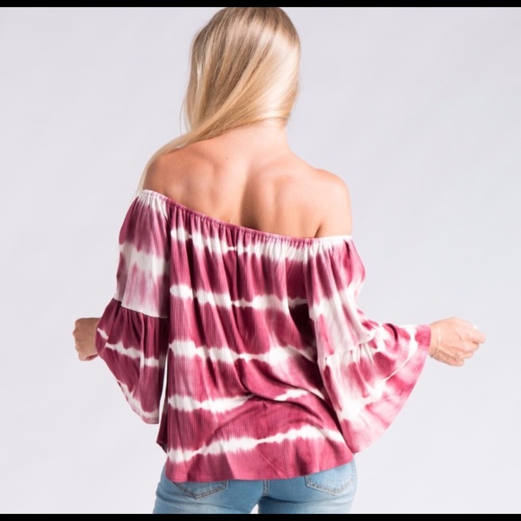 Tie Dye Boat Neck & Bell Sleeved Top - Picture 3 of 4