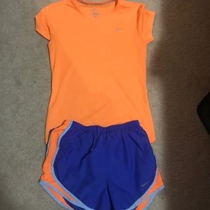 Nike Dry-fit top and matching shorts.