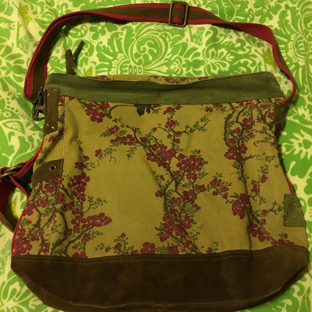 Lucky Brand Cherry Blossom Canvas/Suede Bag