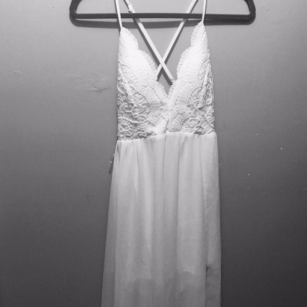 White long backless maxi