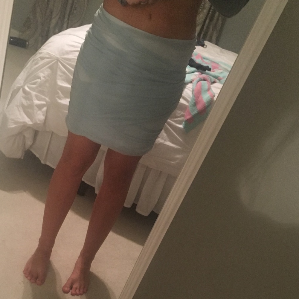 Free People Ice blue tulle layer bodycon skirt